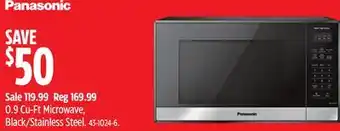 Canadian Tire Panasonic 0.9cu-ft microwave, black/stainless steel offer