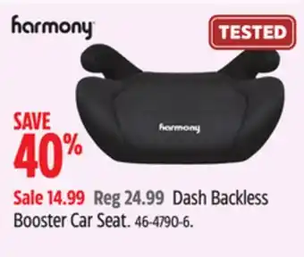 Canadian Tire Harmony dash backless booster car seat offer