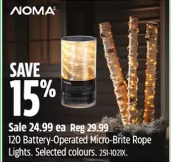 Canadian Tire Noma 120 battery-operated micro-brite rope lights offer
