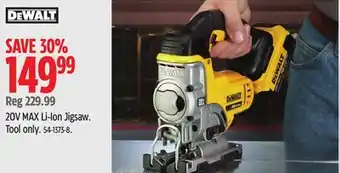 Canadian Tire Dewalt 20v max li-ion jigsaw offer