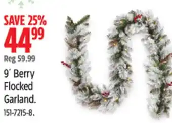 Canadian Tire Noma 9´ berry flocked garland offer