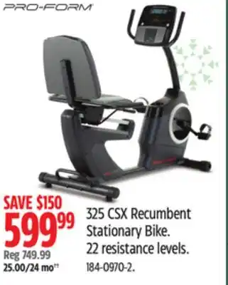Canadian Tire Proform 325 csx recumbent stationary bike offer