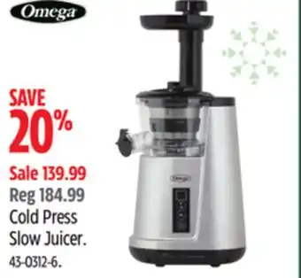 Canadian Tire Omega cold press slow juicer offer