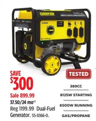 Canadian Tire Champion dual-fuel generator offer