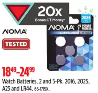 Canadian Tire Noma watch batteries, 2 and 5-pk offer