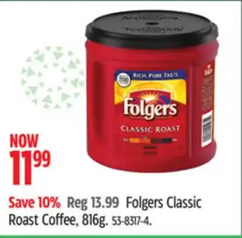 Canadian Tire Folgers classic roast coffee, 816g offer