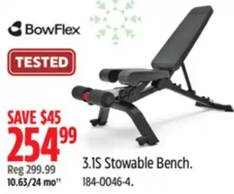 Canadian Tire Bowflex 3.1s stowable bench offer