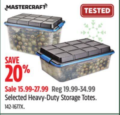 Canadian Tire Mastercraft selected heavy-duty storage totes offer