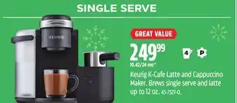 Canadian Tire Keurig k-cafe latte and cappuccino maker offer