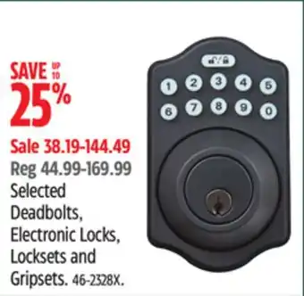 Canadian Tire Weiser selected deadbolts, electronic locks, locksets and gripsets offer