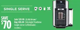 Canadian Tire Delonghi truebrew single-serve coffeemaker offer