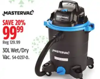 Canadian Tire Mastervac 30l wet/dry vac offer