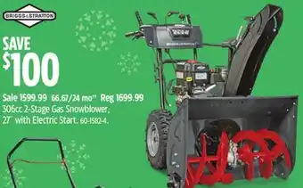 Canadian Tire Briggs & stratton 306cc 2-stage gas snowblower, 27 with electric start offer