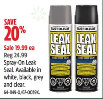 Canadian Tire Rust-oleum spray-on leak seal offer