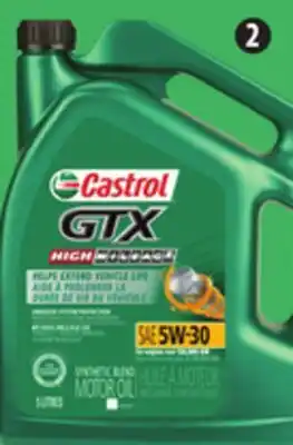 Canadian Tire Castrol gtx high mileage motor oil offer