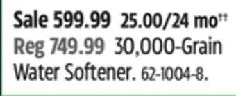 Canadian Tire Whirlpool 30,000-grain water softener offer