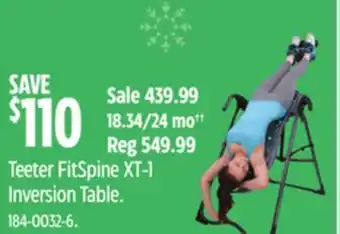 Canadian Tire Teeter fitspine xt-1 inversion table offer