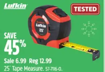 Canadian Tire Lufkin 25' tape measure offer