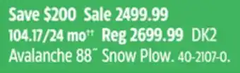 Canadian Tire Dk2 avalanche 88 snow plow offer