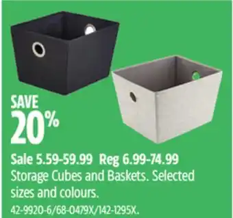 Canadian Tire Canvas storage cubes and baskets offer