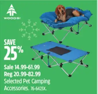 Canadian Tire Woods selected pet camping accessories offer