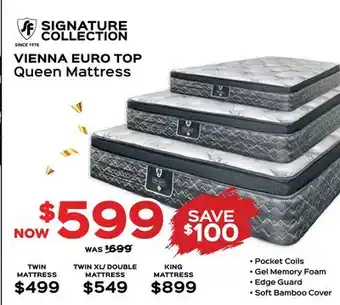 The Sleep Factory Signature collection vienna euro top queen mattress offer