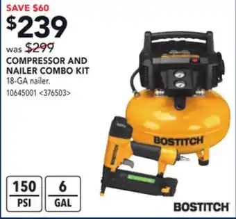 RONA Bostitch compressor and nailer combo kit offer