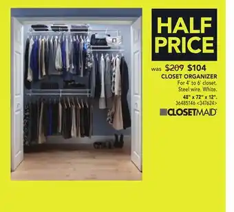 RONA Closet organizer 48 x 72 x 12 offer