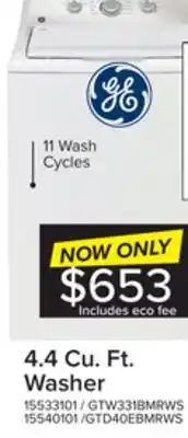 Leon's Ge white top-load washer (4.4 cu. ft.) - gtw331bmrws offer