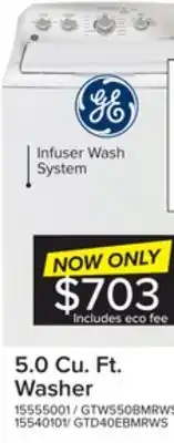 Leon's Ge white top-load washer with sanifresh cycle (5.0 cu. ft.) - gtw550bmrws offer