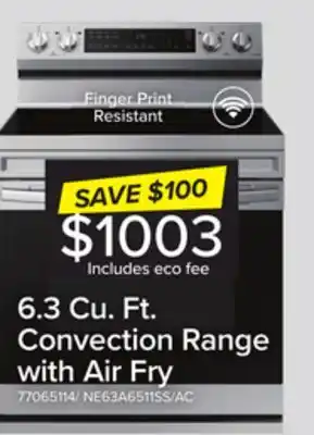 Leon's Samsung stainless steel freestanding electric fan convection range with air fry and wi-fi (6.3 cu.ft) - ne63a6511ss/ac offer