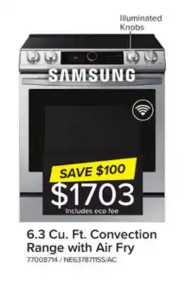 Leon's Samsung stainless steel electric range with true convection and air fry (6.3 cu.ft) - ne63t8711ss/ac offer