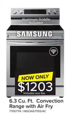 Leon's Samsung stainless steel freestanding electric true convection range with air fry and wi-fi (6.3 cu.ft) - ne63a6711ss/ac offer