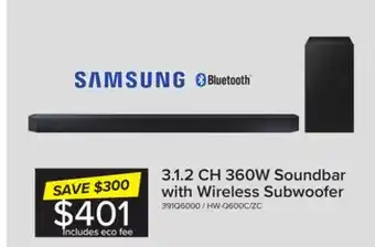 Leon's Samsung q series 3.1.2 ch. dolby atmos soundbar - hw-q600c/zc offer