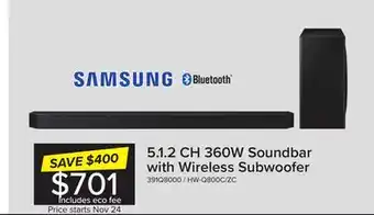 Leon's Samsung q series 5.1.2 ch. dolby atmos soundbar - hw-q800c/zc offer