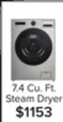 Leon's Lg graphite steel 7.4 cu. ft. ultra large capacity smart front load dryer with built-in intelligence & turbosteam - dlex5500v offer