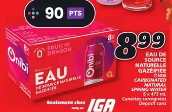 IGA Onibi carbonated natural spring water offer
