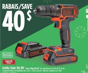 Canadian Tire Black & decker 20v li-ion 3⁄8 drill kit offer