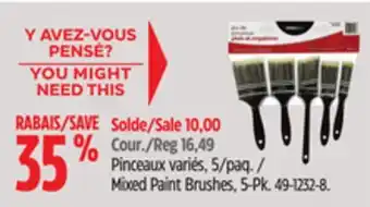 Canadian Tire Premier paint mixed paint brushes, 5-pk offer