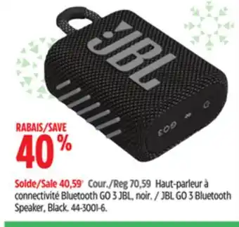 Canadian Tire Jbl go 3 bluetooth speaker, black offer