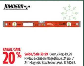 Canadian Tire Johnson 24˝ magnetic box beam level offer