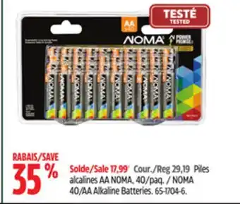 Canadian Tire Noma 40/aa alkaline batteries offer