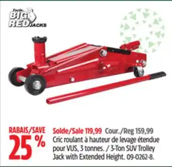 Canadian Tire Big red 3-ton suv trolley jack with extended height offer