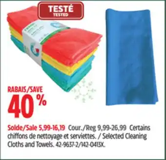 Canadian Tire Frank selected cleaning cloths and towels offer