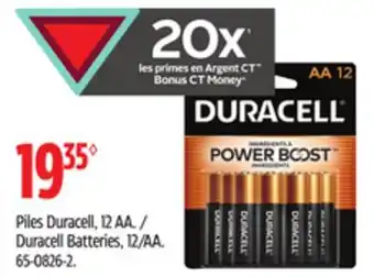 Canadian Tire Duracell batteries, 12/aa offer