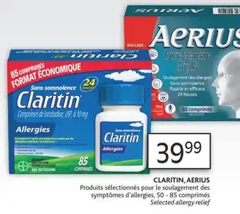 Brunet Claritin, aerius produits sélectionnés pour le soulagement des symptômes d'allergies offer