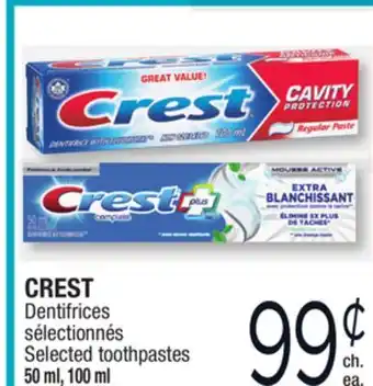 Jean Coutu Crest selected toothpastes offer