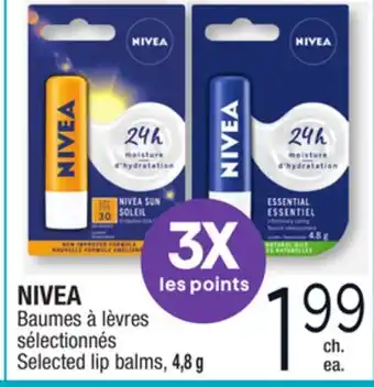 Jean Coutu Nivea selected lip balms offer