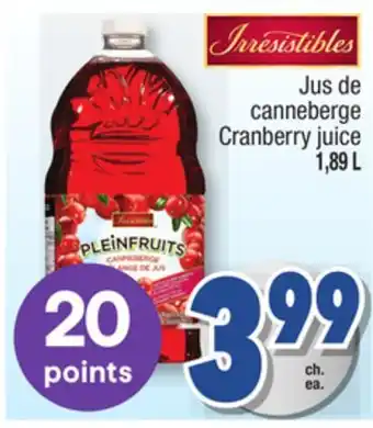 Jean Coutu Irresistibles cranberry juice offer
