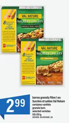 Maxi Barres granola fibre 1 ou sucrées et salées val nature, 125-210 g offer